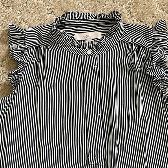 Ann Taylor Loft blue and white striped blouse - Picture 2 of 7